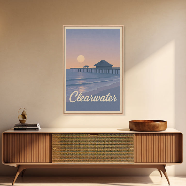 Clearwater Travel Poster, Canvas Print, Mid Century City Wall Art, Clearwater Art Print, Wanderlust Decor, Fine Art Print, Travel Wall Art