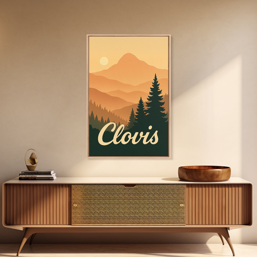 Clovis California Travel Poster, Canvas Print, Mid Century City Wall Art, Clovis Travel Art, Mid Century Wall Art, Travel Print, Home Decor