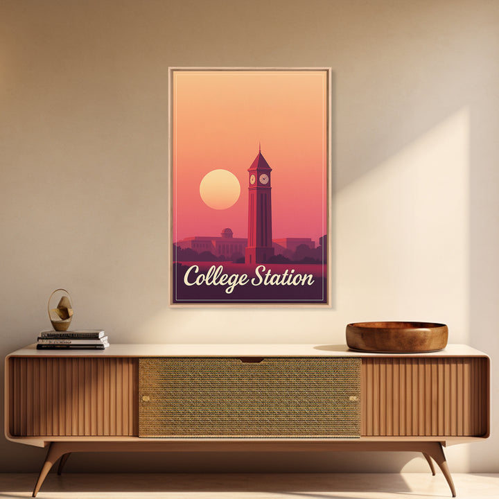 College Station Texas Travel Poster, Canvas Print, Mid Century City Wall Art, College Station City Art, Travel Print, Travel Poster Set