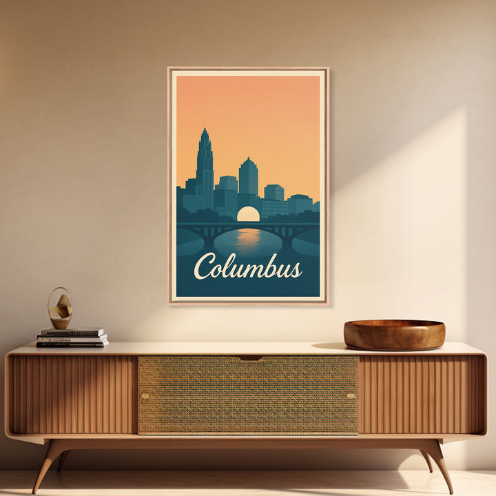 Columbus Travel Poster, Canvas Print, Vintage Travel Poster Art, Columbus Travel Art, Living Room Wall Art, Vintage Travel Art