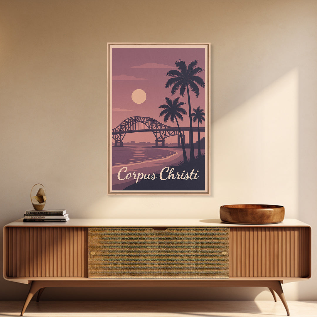 Corpus Christi Travel Poster, Canvas Print, Mid Century City Wall Art, Corpus Christi Art Print, Wanderlust Decor, Gift For Travelers