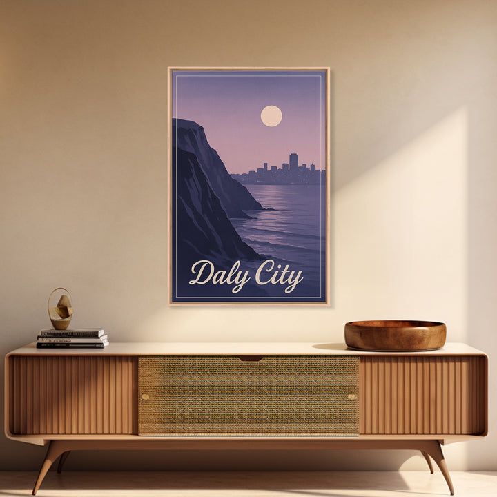 Daly City Travel Poster, Framed Canvas Print, Vintage Travel Poster Art, Daly City Art Print, Gift For Travelers, Travel Poster Set