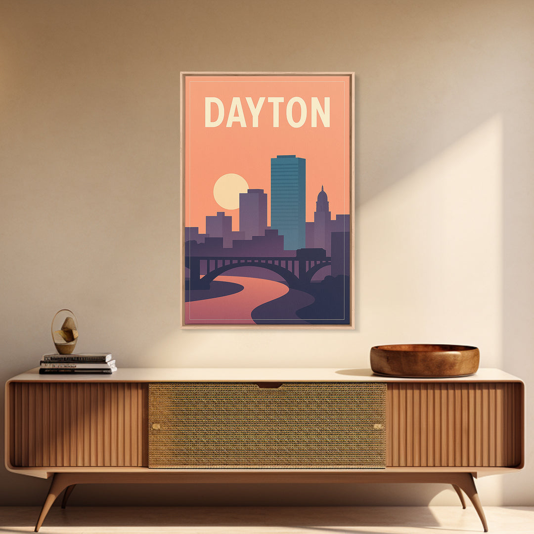 Dayton Travel Poster, Canvas Print, Classic Travel Poster Art, Dayton Wall Art, City Travel Prints, Travel Art Print, Travel Wall Art