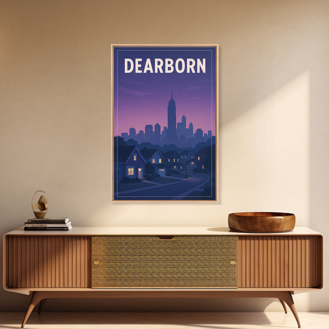 Dearborn Michigan Travel Poster, Framed Canvas Print, Vintage Travel Poster Art, Dearborn Wall Art, Fine Art Print, Vintage Travel Print