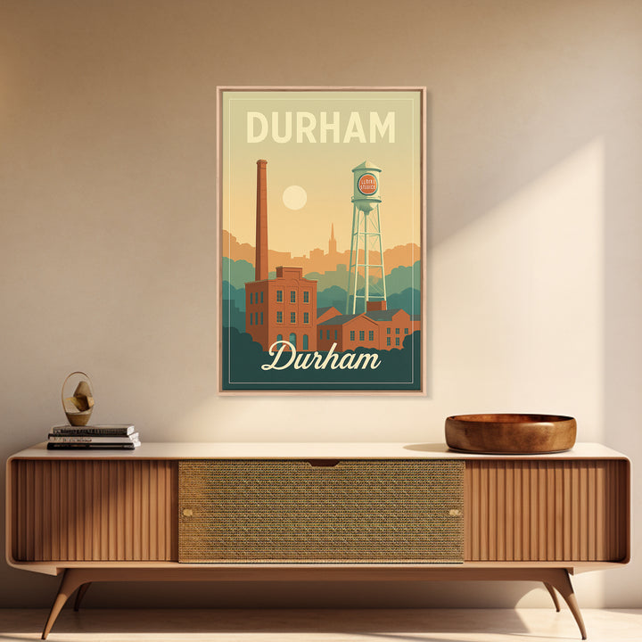 Durham North Carolina Travel Poster, Canvas Print, Mid Century City Wall Art, Durham Print, Travel Prints, Travel Poster Set
