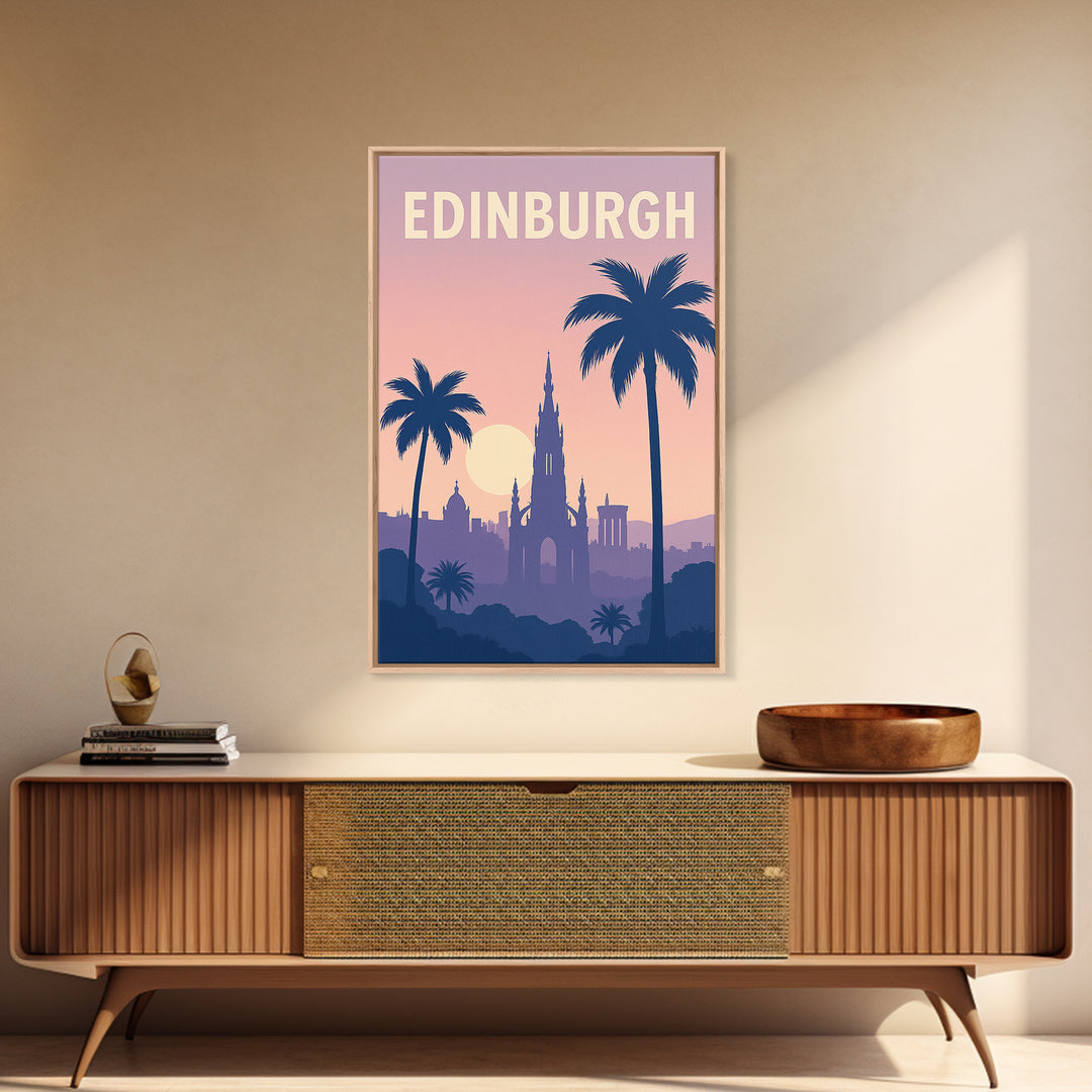 Edinburgh Texas Travel Poster, Framed Canvas Print, Mid Century City Wall Art, Edinburgh City Art, Vintage Travel Print, Gift For Travelers