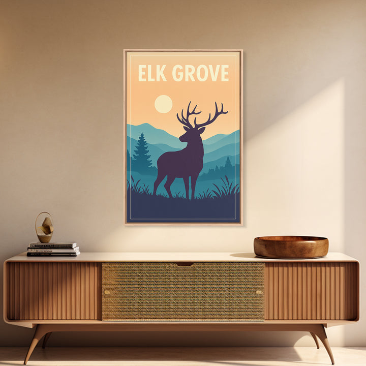 Elk Grove Travel Poster, Canvas Print, Mid Century City Wall Art, Elk Grove City Art, City Art Print, Mid Century Wall Art, Poster Print