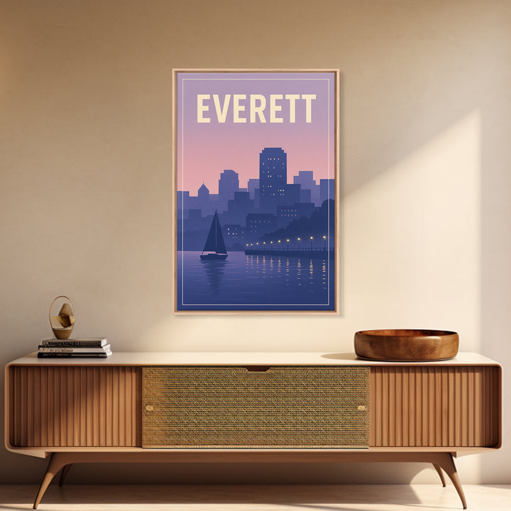 Everett Washington Travel Poster, Canvas Print, Vintage Poster Art, Everett Travel Art, Travel Poster Set, Vintage City Art, Travel Wall Art