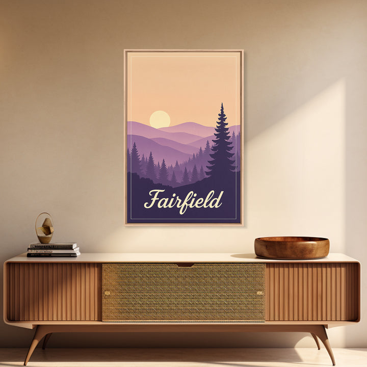 Fairfield California Travel Poster, Canvas Print, Mid Century City Wall Art, Fairfield Travel Art, Home Office Decor, Travel Wall Decor