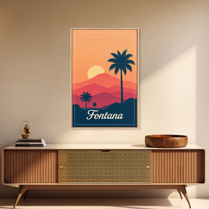Fontana California Travel Poster, Canvas Print, Mid Century City Wall Art, Fontana City Art, Poster Art, Vintage City Art