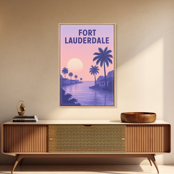Fort Lauderdale Florida Travel Poster, Canvas Print, Mid Century City Wall Art, Fort Lauderdale Wall Art, Wanderlust Decor, Wall Art