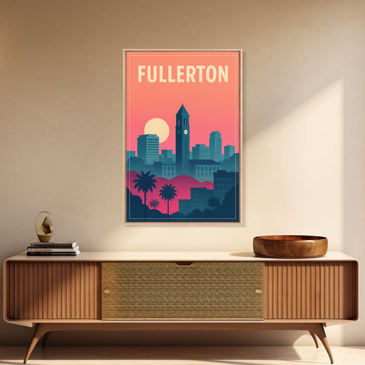 Fullerton Travel Poster, Canvas Print, Mid Century City Wall Art, Fullerton Wall Art, City Travel Prints, Mid Century Wall Art