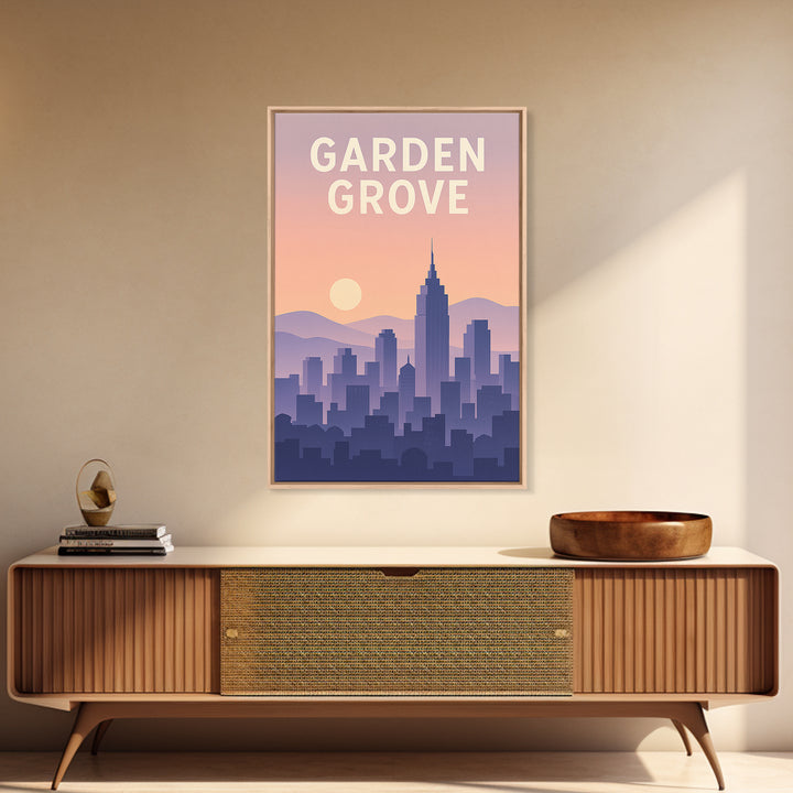 Garden Grove California Travel Poster, Canvas Print, Mid Century City Wall Art, Garden Grove Wall Art, Travel Poster Art, Travel Art Print