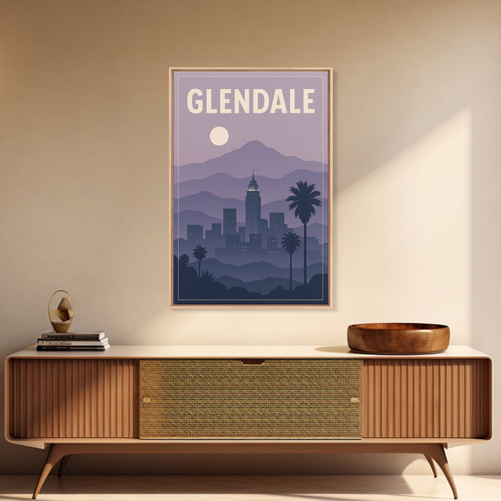 Glendale Travel Poster, Framed Canvas Print, Vintage Travel Poster Art, Glendale Wall Art, Travel Poster Set, Travel Art Print