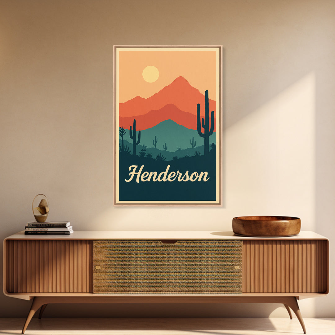 Henderson Nevada Travel Poster, Canvas Print, Classic Travel Poster Art, Henderson Art Print, City Travel Prints, Living Room Wall Art