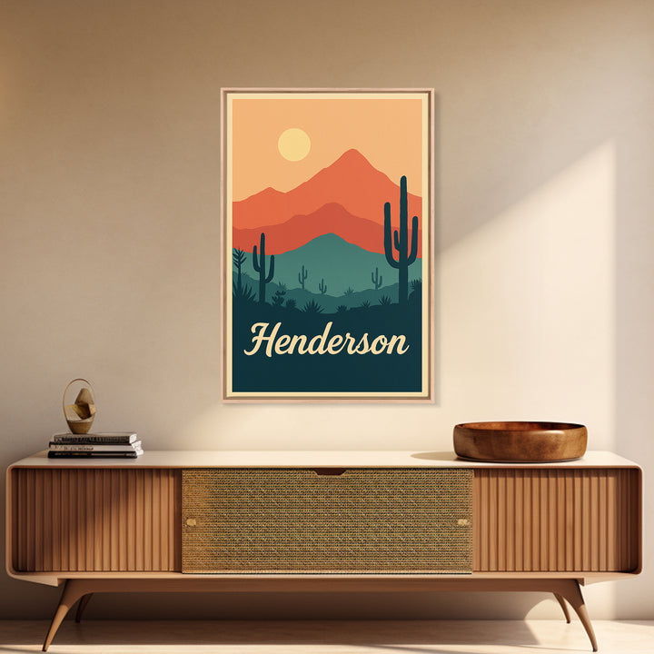 Henderson Nevada Travel Poster, Canvas Print, Classic Travel Poster Art, Henderson Art Print, City Travel Prints, Living Room Wall Art