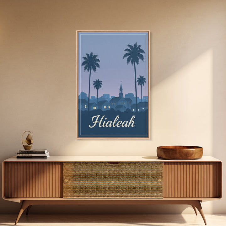 Hialeah Travel Poster, Framed Canvas Print, Mid Century City Wall Art, Hialeah Poster Print, Vintage Travel Print, Travel Poster Art