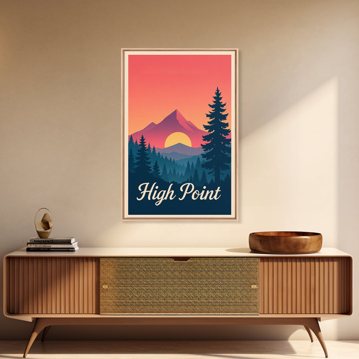 High Point North Carolina Travel Poster, Canvas Print, Mid Century City Wall Art, High Point City Art, Travel Art Print, Vintage Travel Art