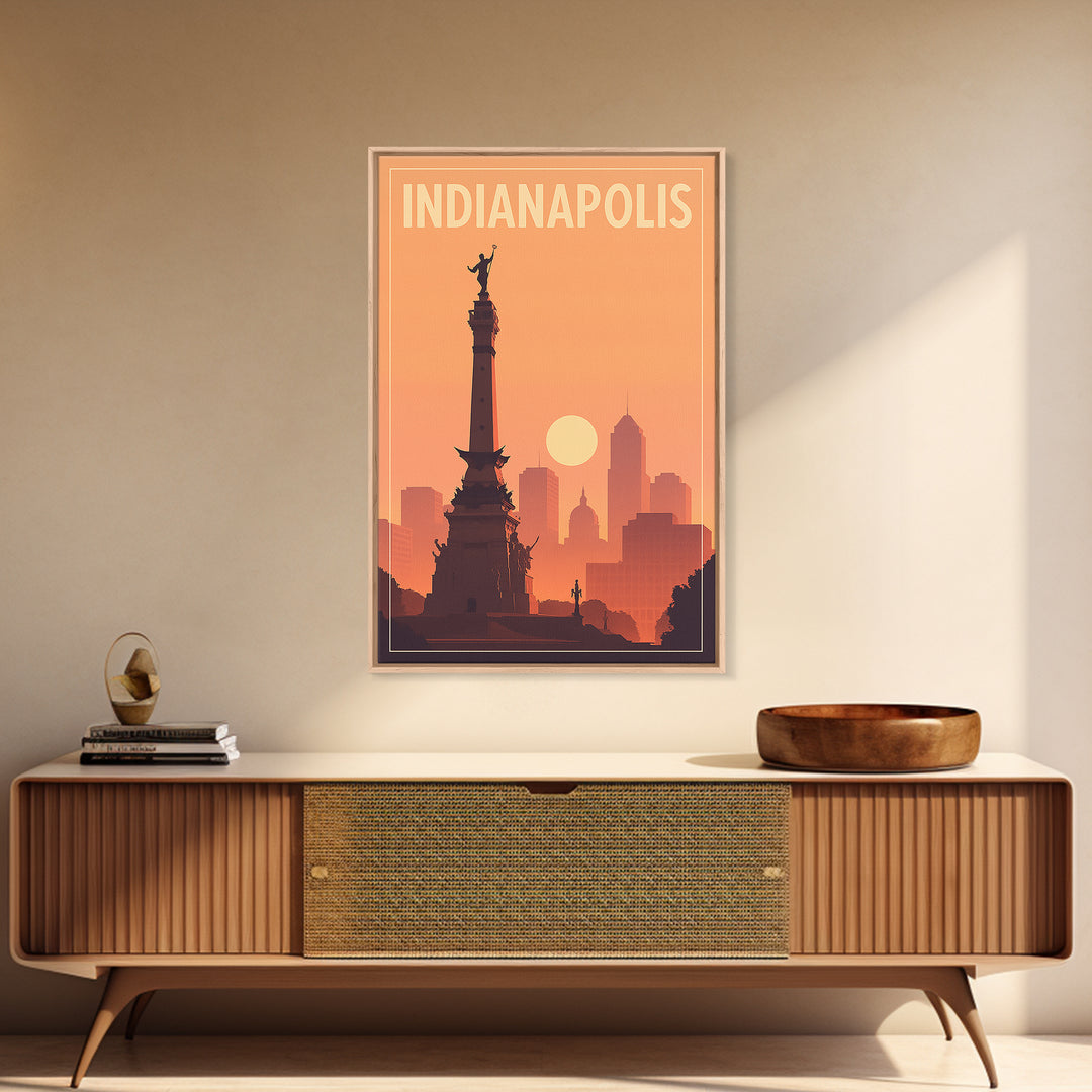Indianapolis Indiana Travel Poster, Canvas Print, Classic Travel Poster Art, Indianapolis Travel Art, Vintage Travel Art, Travel Wall Art
