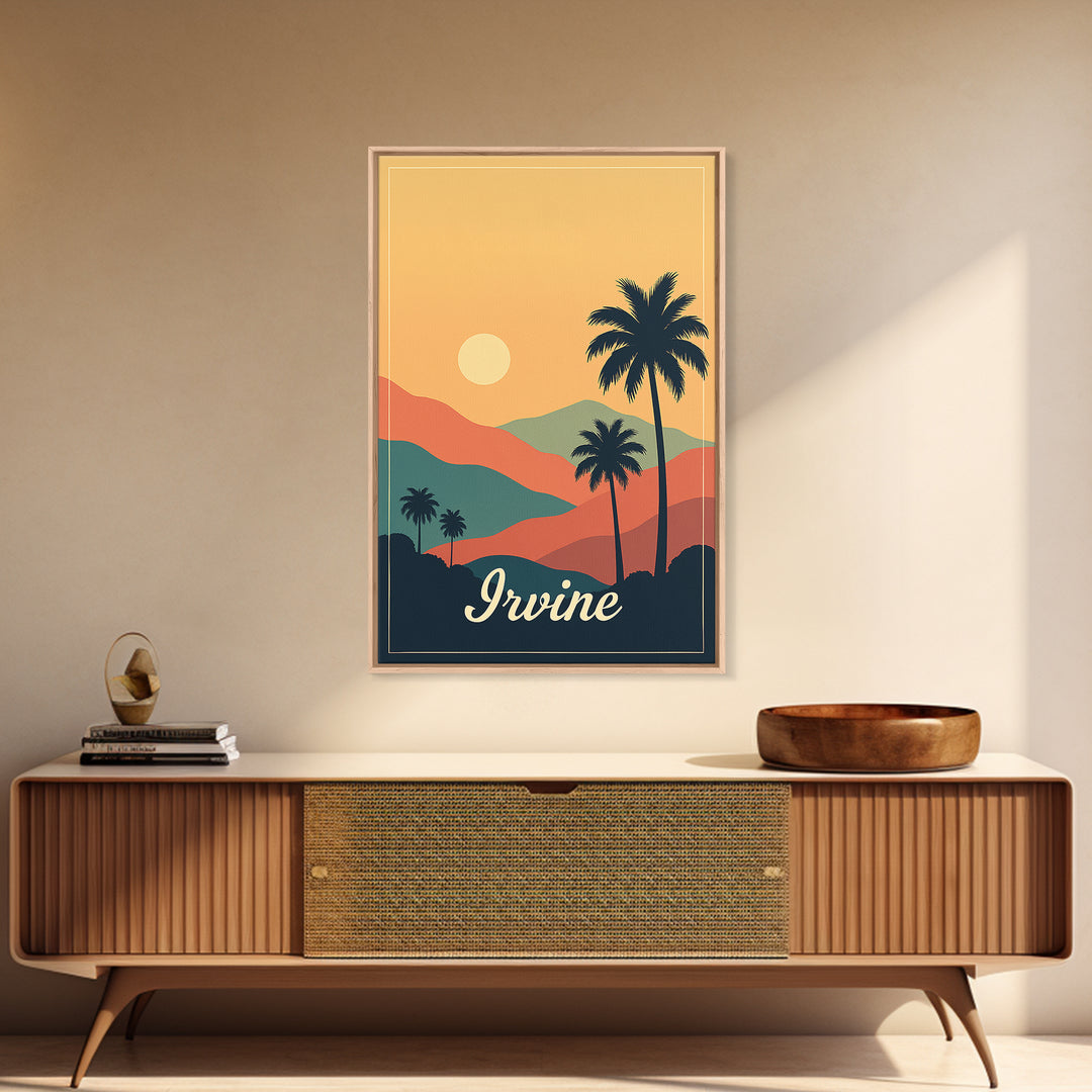 Irvine California Travel Poster, Canvas Print, Classic Poster Art, Irvine Poster Print, City Illustration, City Art Print, Travel Poster Set