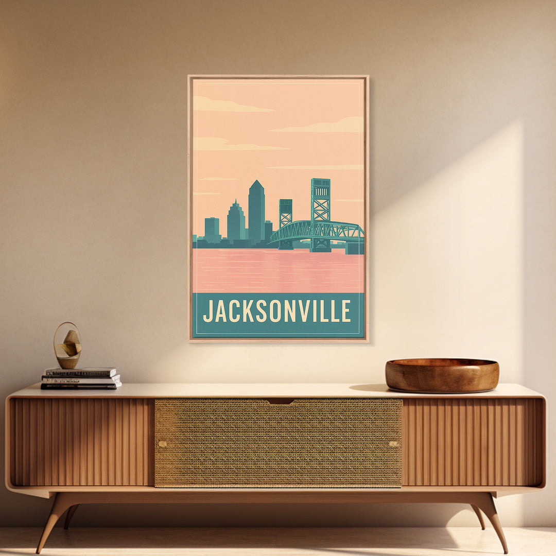 Jacksonville Travel Poster, Canvas Print, Classic Travel Poster Art, Jacksonville Wall Art, Fine Art Print, Home Office Decor, Design 2
