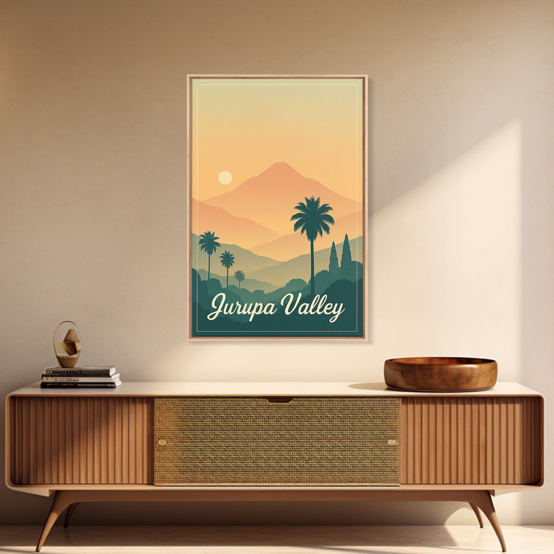 Jurupa Valley California Travel Poster, Canvas Print, Mid Century City Wall Art, Jurupa Valley Poster Print, Wall Decor, Travel Posters