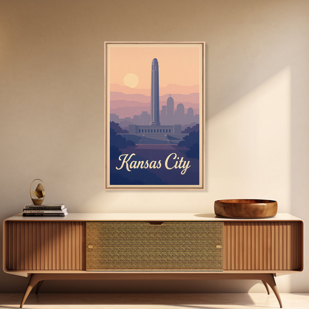 Kansas City Travel Poster, Canvas Print, Vintage Travel Poster Art, Kansas City Art Print, Travel Wall Art, Vintage City Art, Wall Art