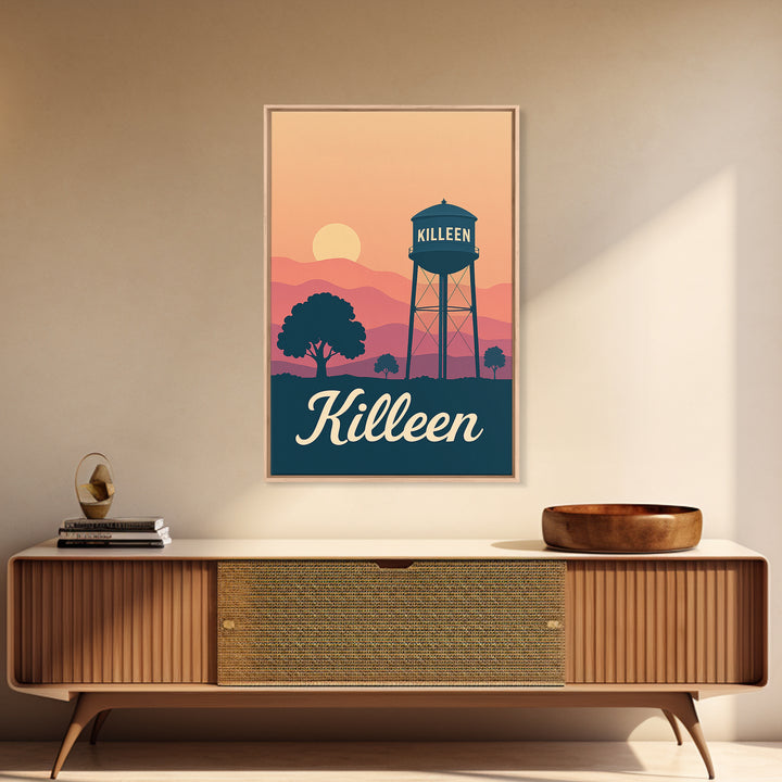 Killeen Texas Travel Poster, Canvas Print, Mid Century City Wall Art, Killeen Art Print, Modern Wall Decor, Travel Poster Art, Wall Decor