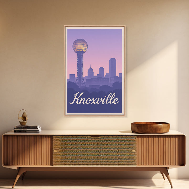 Knoxville Travel Poster, Framed Canvas Print, Mid Century City Wall Art, Knoxville Travel Art, Mid Century Wall Art, Travel Wall Decor