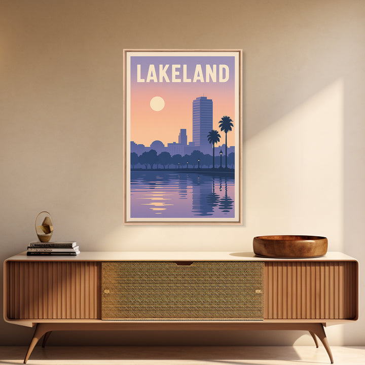 Lakeland Florida Travel Poster, Framed Canvas Print, Mid Century City Wall Art, Lakeland Poster Print, Vintage Travel Art, Travel Wall Art