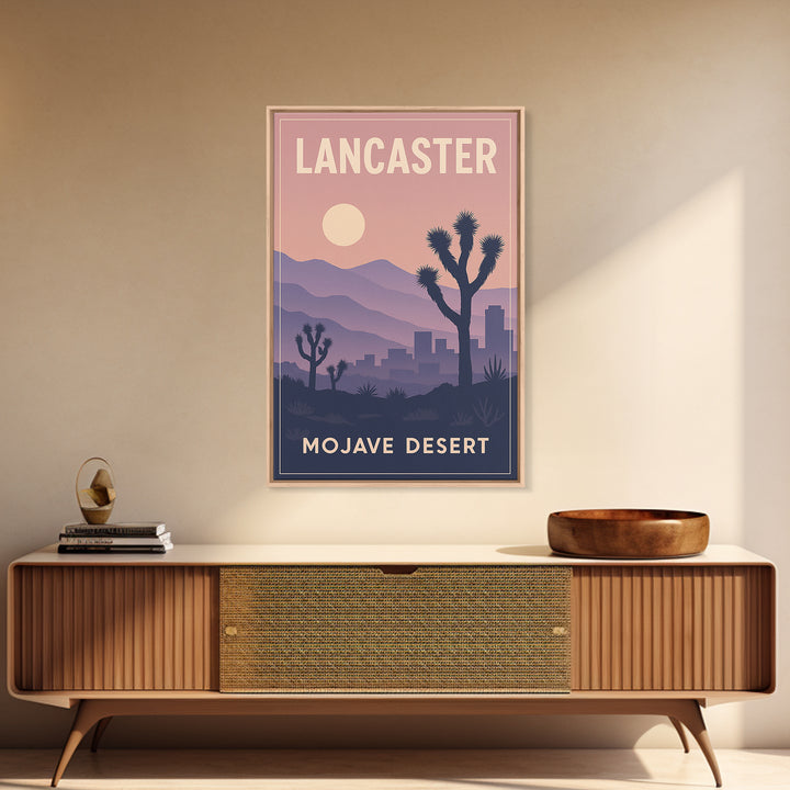 Lancaster California Travel Poster, Canvas Print, Classic Travel Poster Art, Lancaster Wall Art, Wall Decor, City Art Print, Travel Wall Art