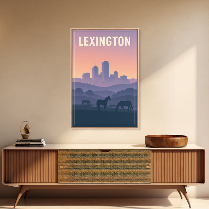 Lexington Kentucky Travel Poster, Framed Canvas Print, Classic Travel Poster Art, Lexington Art Print, Travel Wall Art, City Illustration