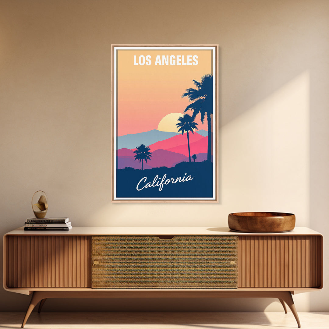 Los Angeles California Travel Poster, Canvas Print, Mid Century City Wall Art, Los Angeles Travel Art, Art Print, Vintage City Art, Wall Art