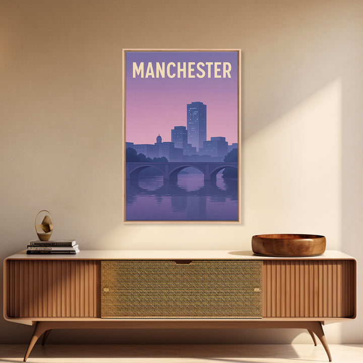 Manchester Travel Poster, Framed Canvas Print, Classic Travel Poster Art, Manchester Art Print, Travel Art Print, Fine Art Print