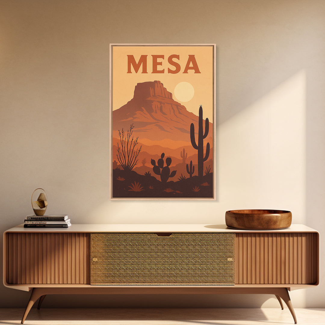 Mesa Arizona Travel Poster, Canvas Print, Retro Sunset Skyline Art, Mesa Poster Print, City Art Print, Vintage City Art, City Travel Prints