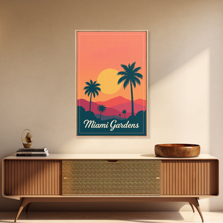 Miami Gardens Florida Travel Poster, Canvas Print, Vintage Travel Poster Art, Miami Gardens Poster Print, Gift For Travelers, City Art Print