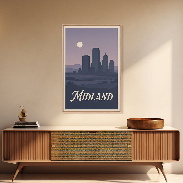 Midland Travel Poster, Canvas Print, Vintage Travel Poster Art, Midland Wall Art, Retro Travel Print, Travel Poster Art, Vintage City Art