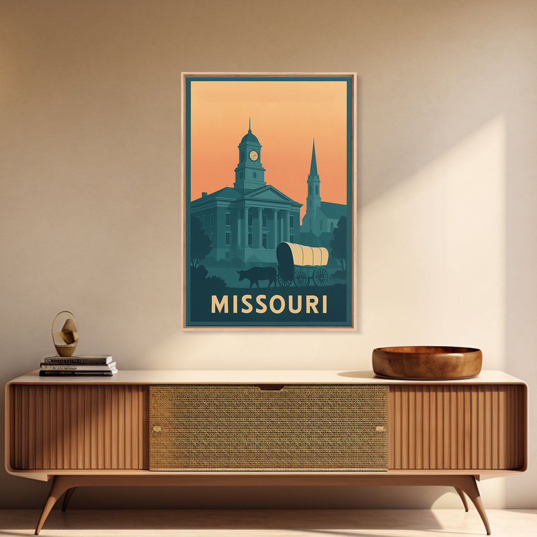 Missouri Travel Poster, Framed Canvas Print, Classic Travel Poster Art, Missouri Travel Art, Vintage City Poster, City Travel Prints