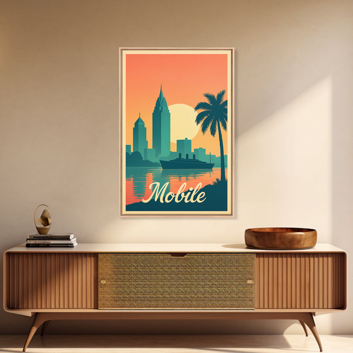 Mobile Alabama Travel Poster, Framed Canvas Print, Classic Travel Poster Art, Mobile Poster Print, Gift For Travelers, Travel Wall Decor