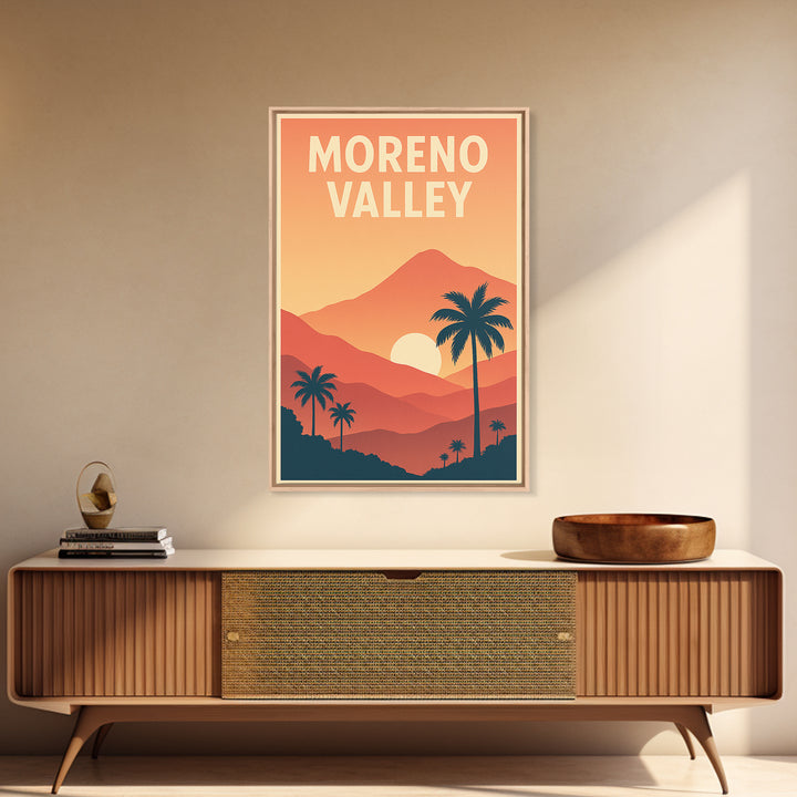 Moreno Valley Travel Poster, Canvas Print, Classic Travel Poster Art, Moreno Valley Travel Art, Vintage Travel Print, City Illustration