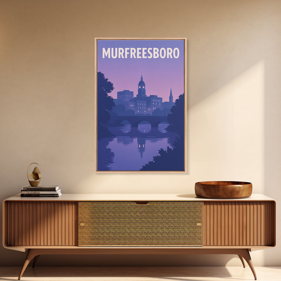 Murfreesboro Tennessee Travel Poster, Canvas Print, Classic Poster Art, Murfreesboro Poster Print, Skyline Art, Watercolor Downtown Skyline