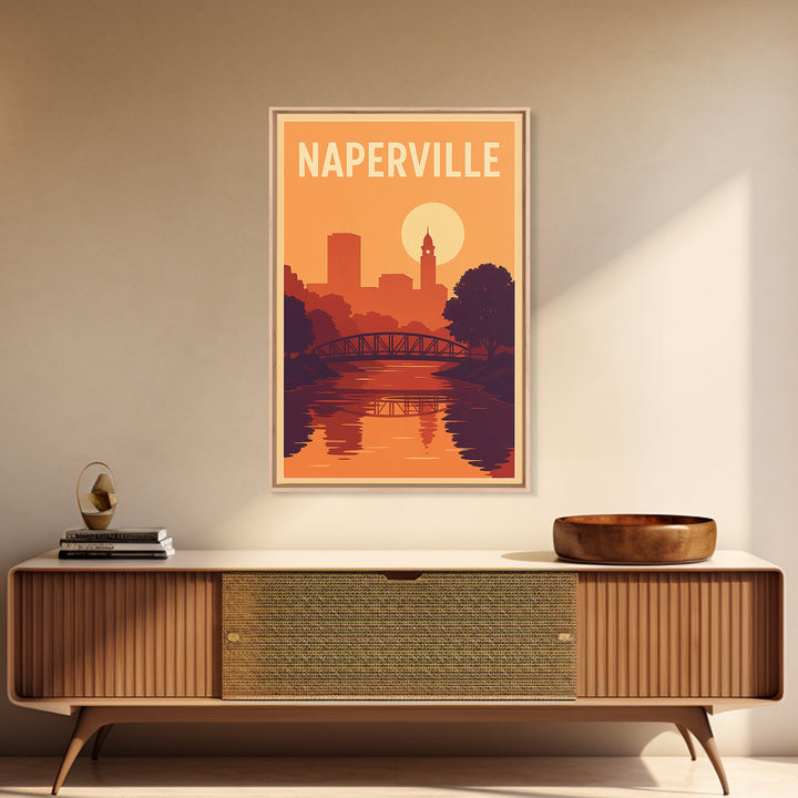 Naperville Travel Poster, Canvas Print, Mid Century City Wall Art, Naperville Poster Print, Retro Travel Print, Home Office Decor