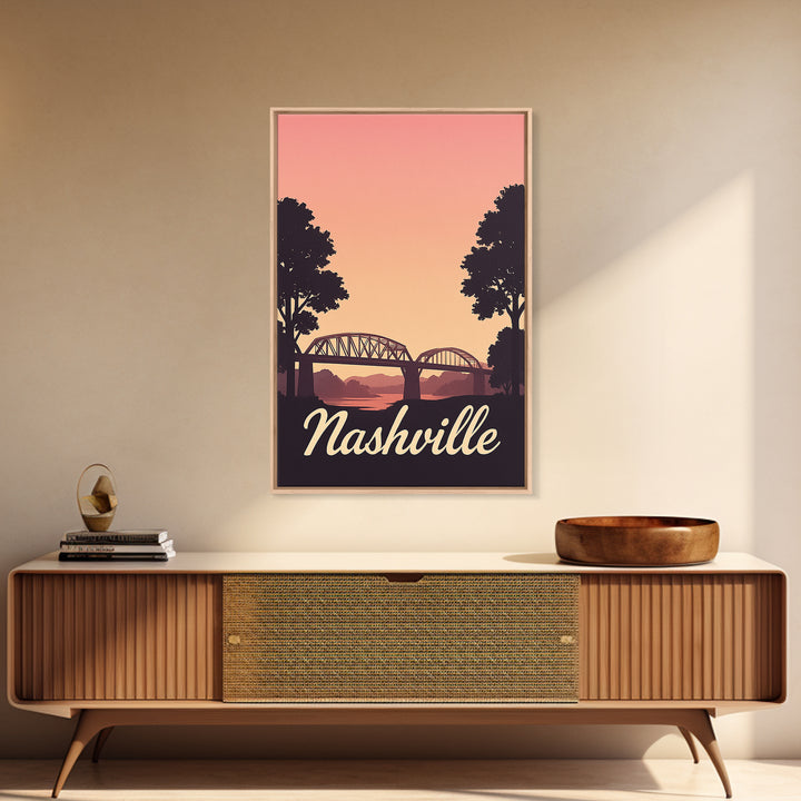 Nashville Tennessee Travel Poster, Canvas Print, Vintage Travel Poster Art, Nashville City Art, Vintage Travel Art, Living Room Wall Art