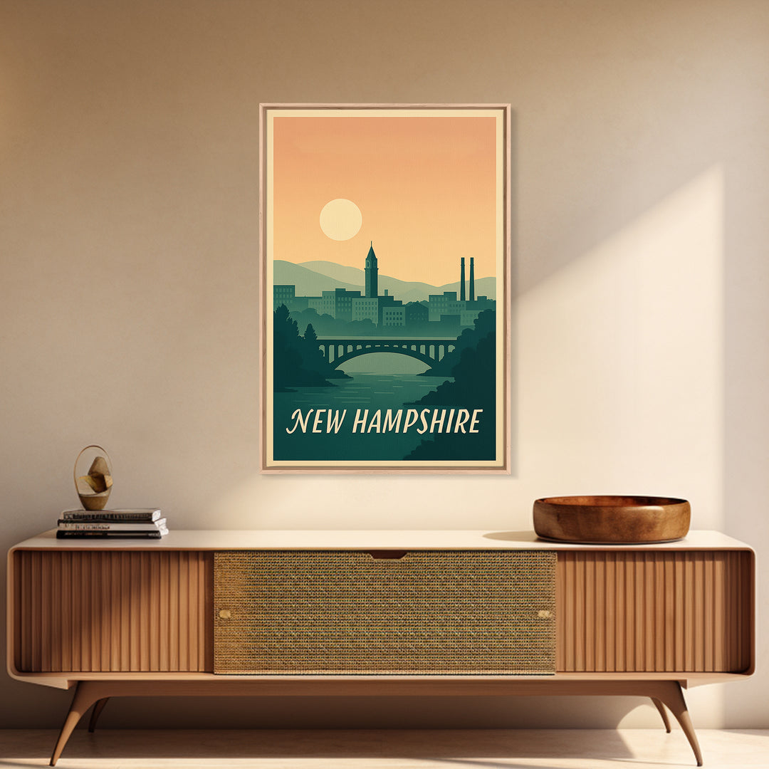 New Hampshire Travel Poster, Canvas Print, Mid Century City Wall Art, New Hampshire Poster Print, City Art Print, Travel Poster Set
