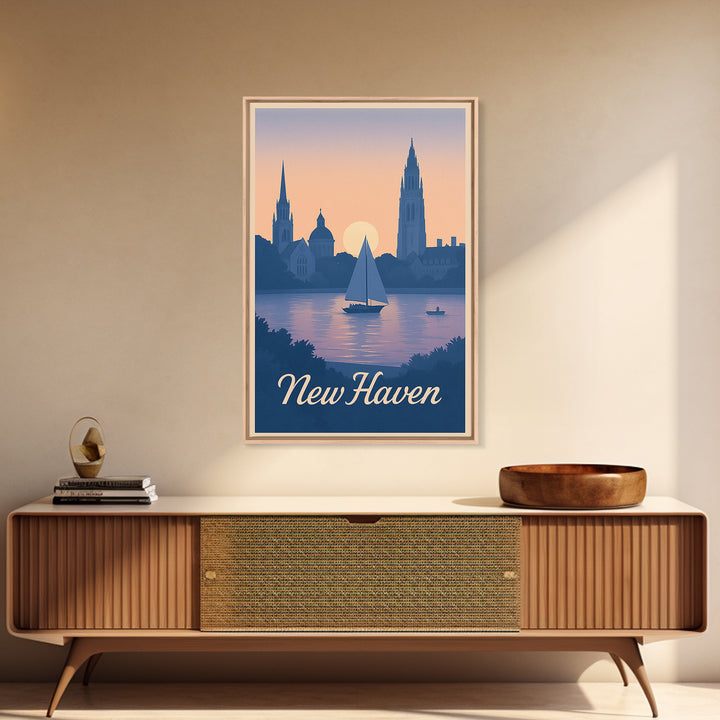 New Haven Travel Poster, Framed Canvas Print, Classic Travel Poster Art, New Haven City Art, Gift For Travelers, Vintage Travel Print