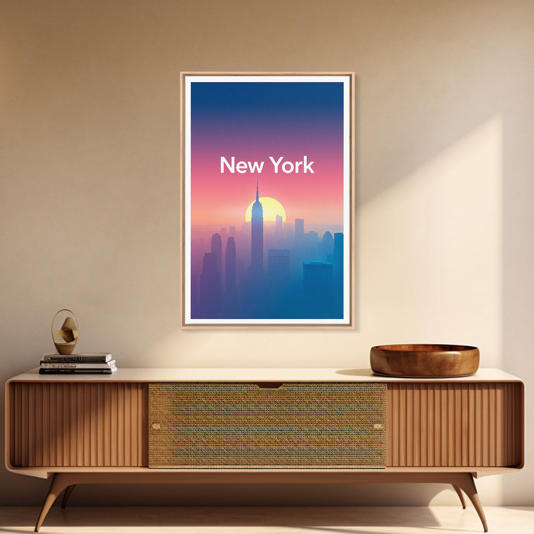 New York Travel Poster, Canvas Print, Mid Century City Wall Art, New York Wall Art, Travel Poster Set, Retro Travel Print, Wanderlust Decor