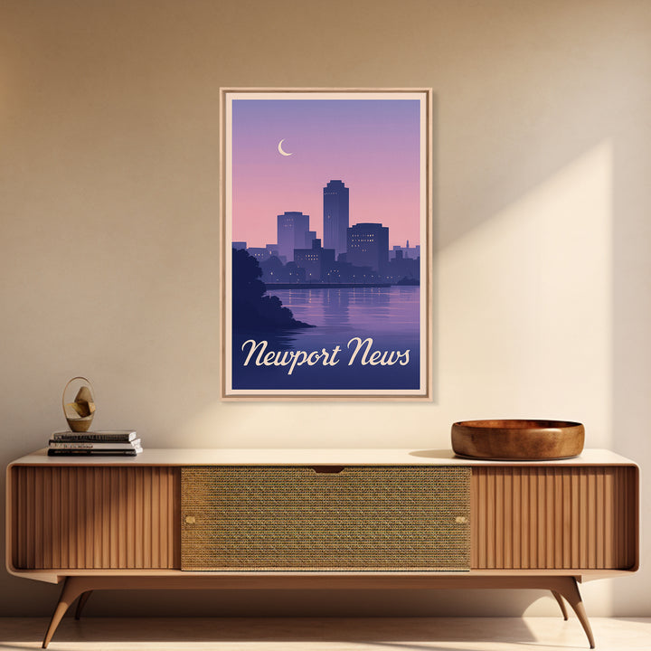 Newport News Travel Poster, Framed Canvas Print, Classic Travel Poster Art, Newport News Wall Art, Vintage Travel Art, Vintage City Art