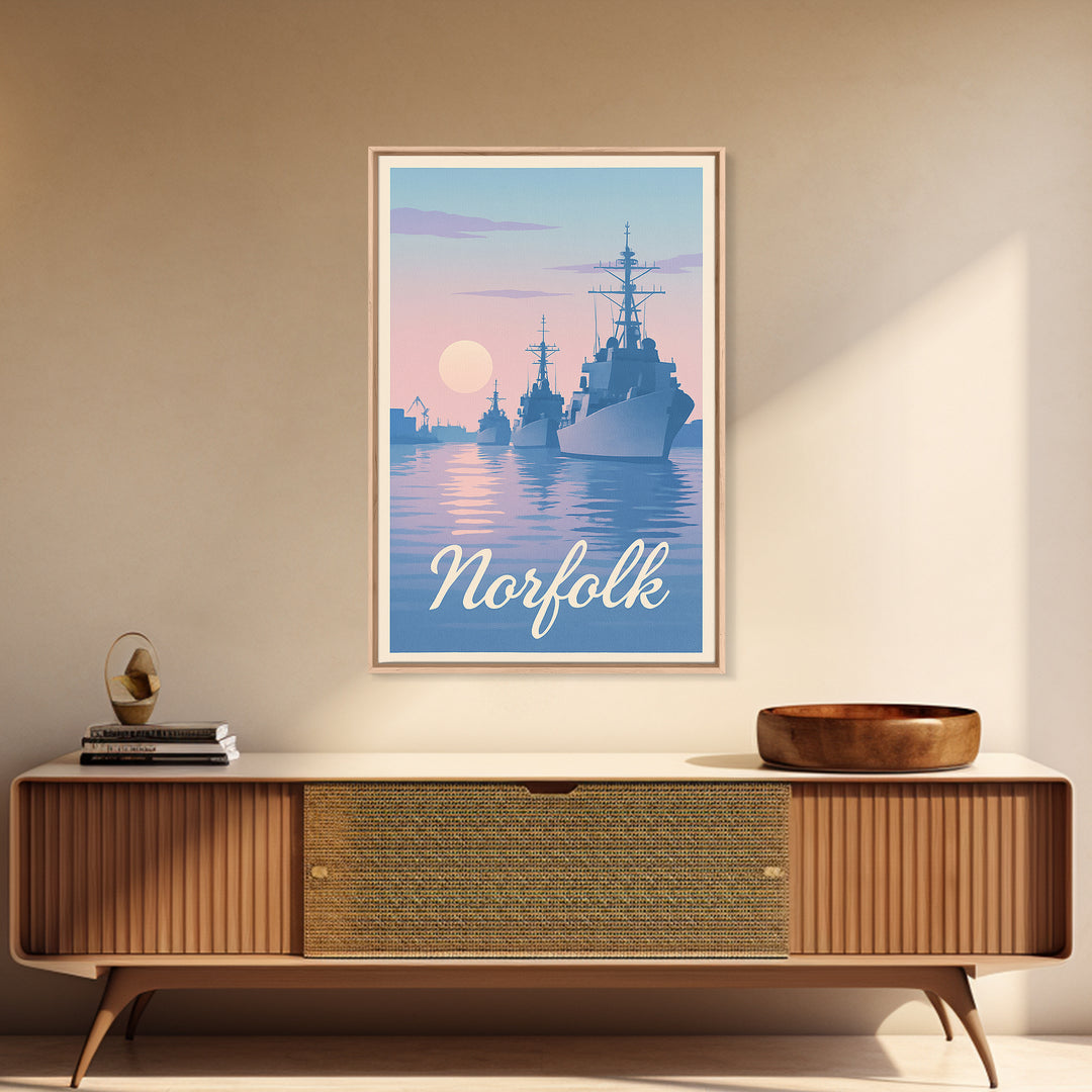 Norfolk Travel Poster, Framed Canvas Print, Classic Travel Poster Art, Norfolk Travel Art, City Art Print, Travel Poster Set, Art Print