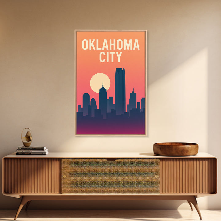 Oklahoma City Oklahoma Travel Poster, Canvas Print, Vintage Travel Poster Art, Oklahoma City Poster Print, Travel Poster Art, Landscape Art