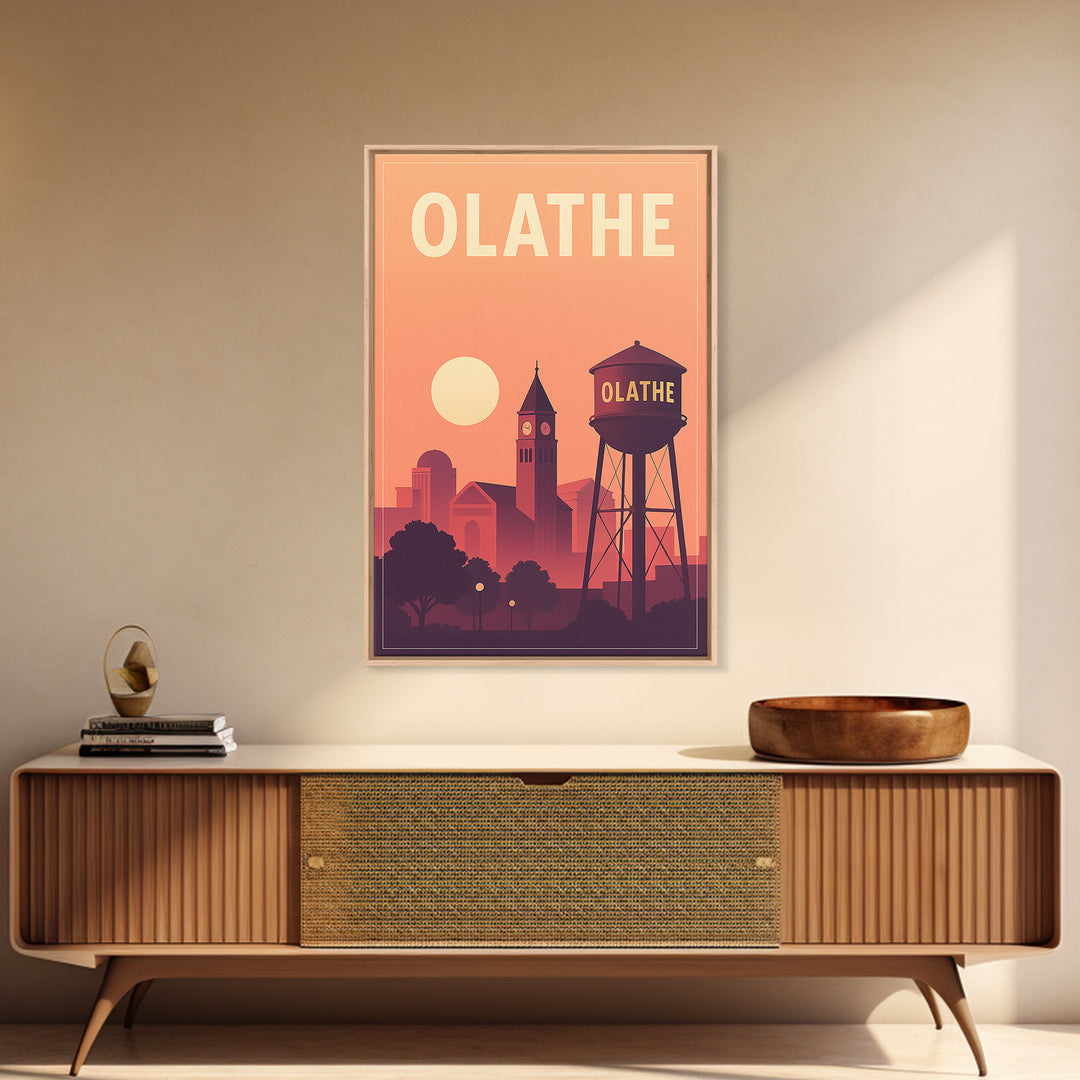 Olathe Travel Poster, Canvas Print, Mid Century City Wall Art, Olathe Travel Art, Travel Wall Art, Home Office Decor, City Illustration